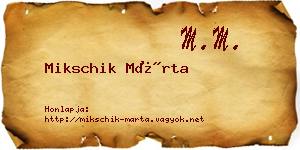 Mikschik Márta névjegykártya