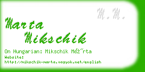 marta mikschik business card